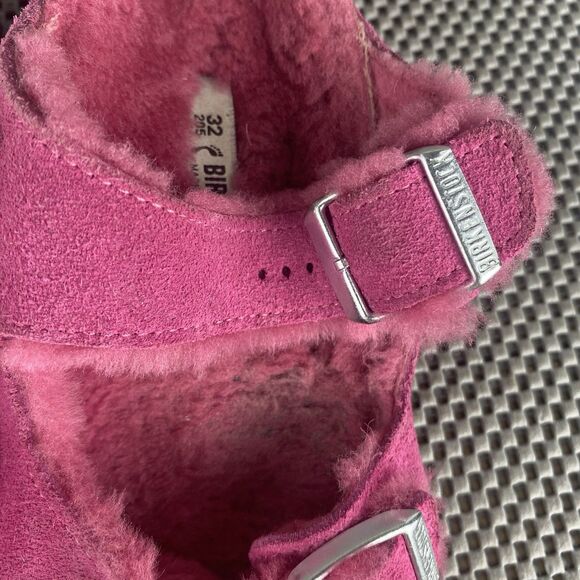 Birkenstock Arizona Shearling Sandals Womens 32 L1 Pink Leather Made In Germany - Picture 10 of 12